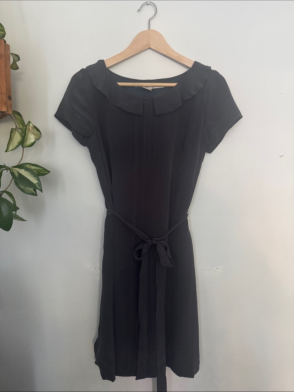 Silk Nougat London Dark Gray Short-Sleeve Belted Dress